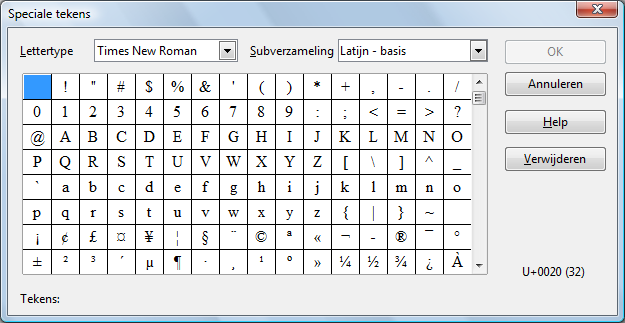 Speciale tekens in LibreOffice en OpenOffice.org Drost